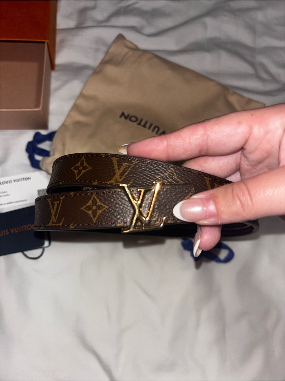 Louis Vuitton Brown Monogram Belt with Gold LV Buckle